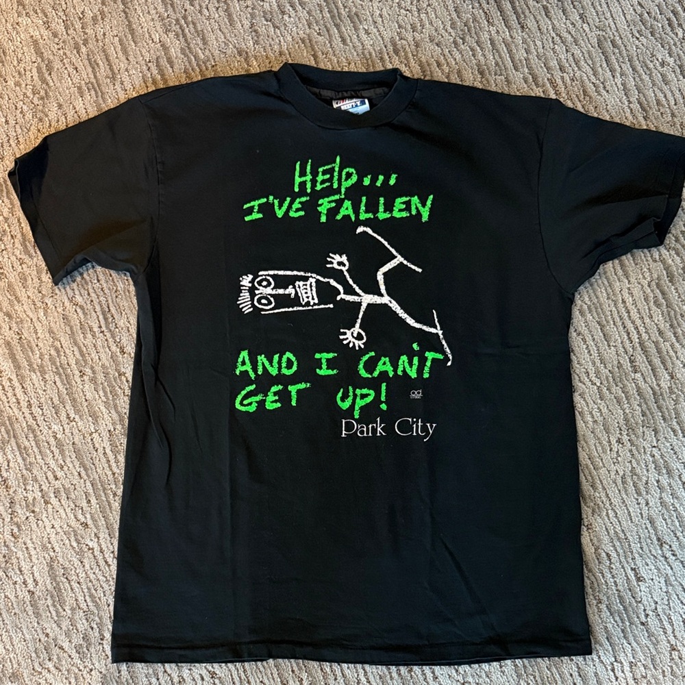 Park City Black Graphic T-Shirt with Green and White Print